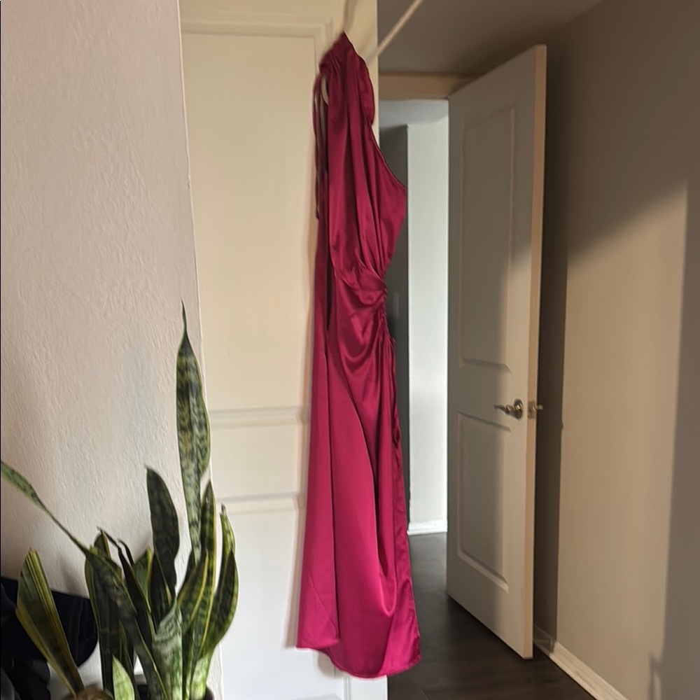 Elegant One Shoulder Pink Dress